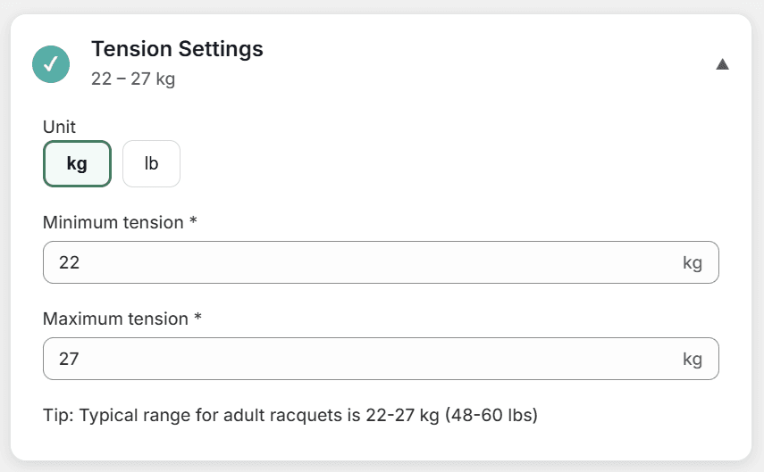 Tension Rules and Service Notes screenshot